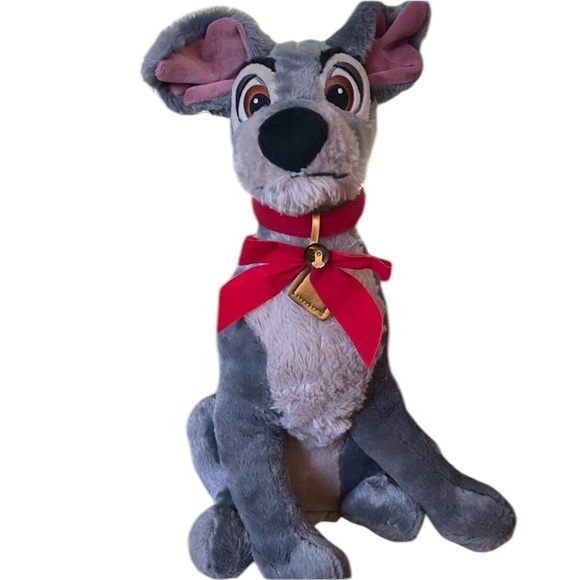 Disney Store Lady and the "TRAMP" Grey Dog Plush Stuffed Animal Sitting 15" - Picture 1 of 5